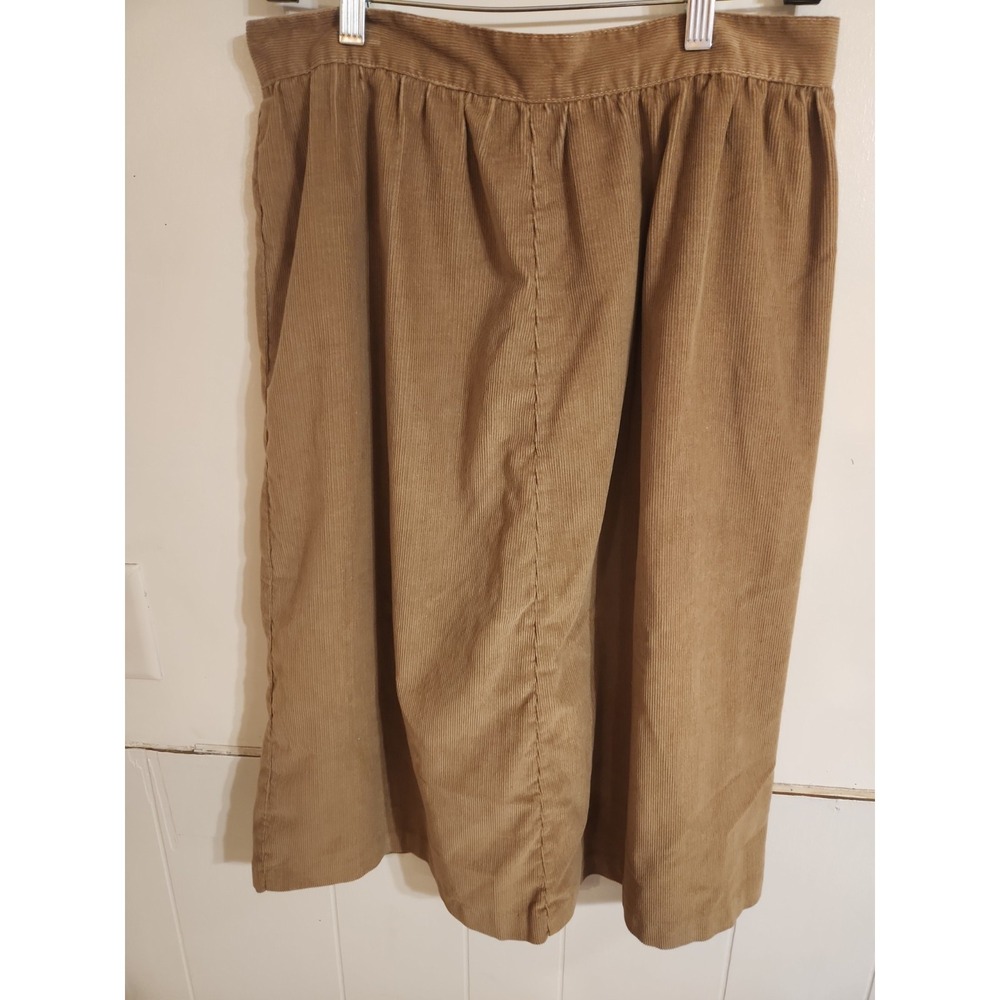 Vtg Brown‎ Corduroy Midi Skirt Button Front Made USA Minimal Academia Casual - Picture 2 of 13